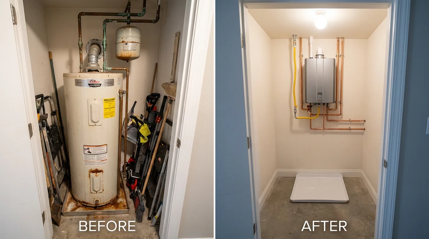 Tank water heater versus wall-mounted tankless unit comparison for Brandon, MS homeowners
